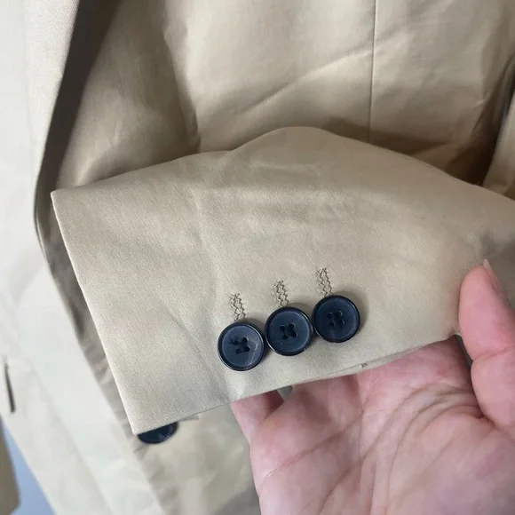 NWT Theory Men's $545 Rodolf N HL Blazer Dark Sandal Reverse Sateen Beige Tan 44 - Picture 4 of 6